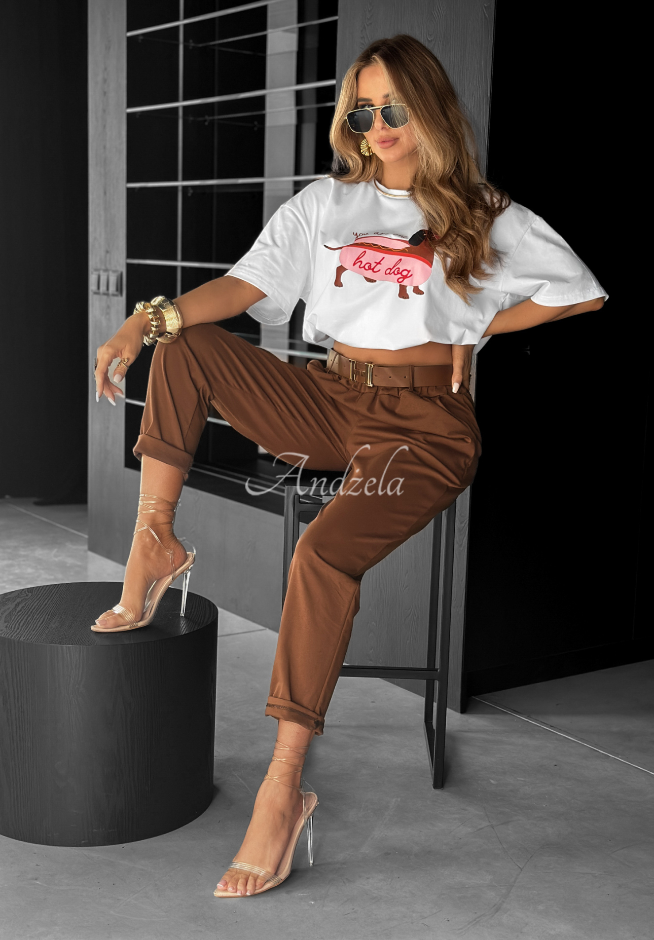 Pantaloni cu curea Take A Look