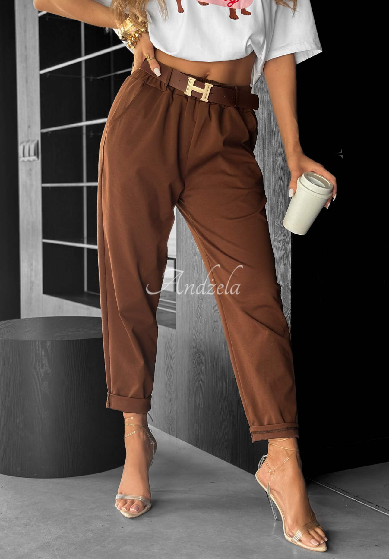 Pantaloni cu curea Take A Look