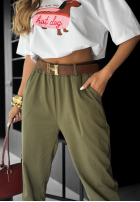 Pantaloni z paskiem Take A Look kaki
