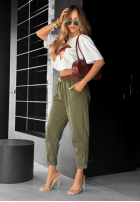 Pantaloni z paskiem Take A Look kaki