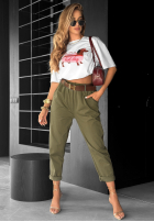 Pantaloni z paskiem Take A Look kaki