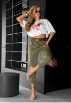 Pantaloni z paskiem Take A Look kaki