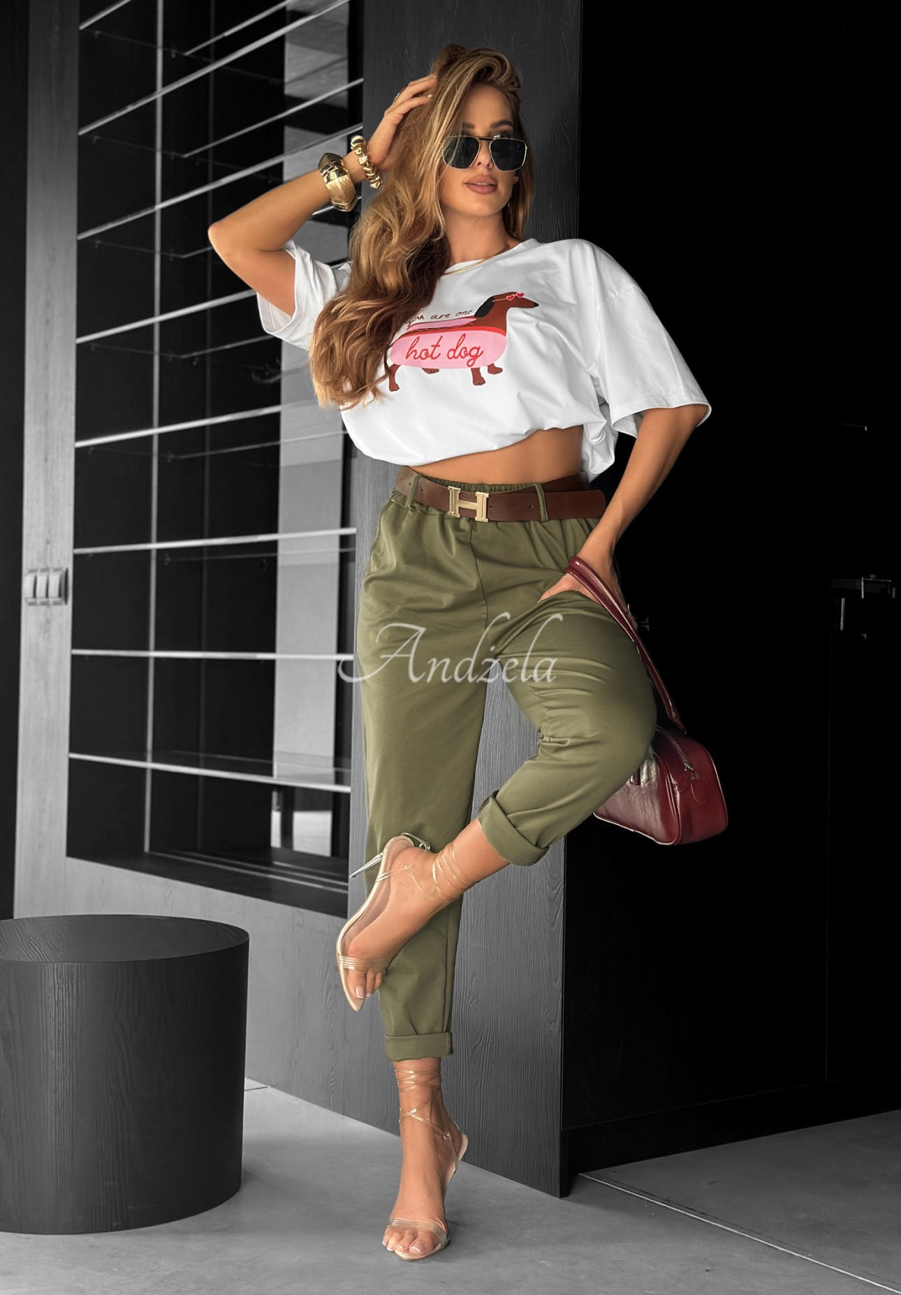 Pantaloni cu curea Take A Look