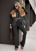 Puchowa Vestă cu modele Just You negru-maro