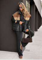 Puchowa Vestă cu modele Just You negru-maro