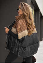 Puchowa Vestă cu modele Just You negru-maro