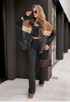 Puchowa Vestă cu modele Just You negru-maro