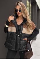 Puchowa Vestă cu modele Just You negru-maro