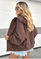 Hanorac z kapturem oversize Don't Tell ciocolatie