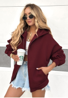 Hanorac z kapturem oversize Don't Tell burgundowa