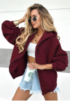 Hanorac z kapturem oversize Don't Tell burgundowa
