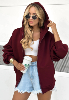 Hanorac z kapturem oversize Don't Tell burgundowa