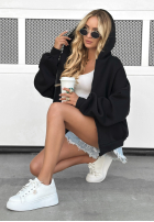 Hanorac z kapturem oversize Don't Tell negru