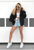 Hanorac z kapturem oversize Don't Tell negru