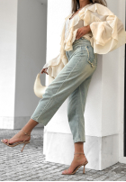 Pantaloni din denim mom fit Try Again Later albastre