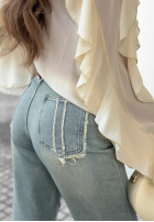Pantaloni din denim mom fit Try Again Later albastre