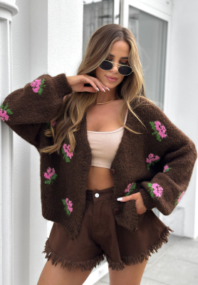 Cardigan scurt cu flori Bloomingdale