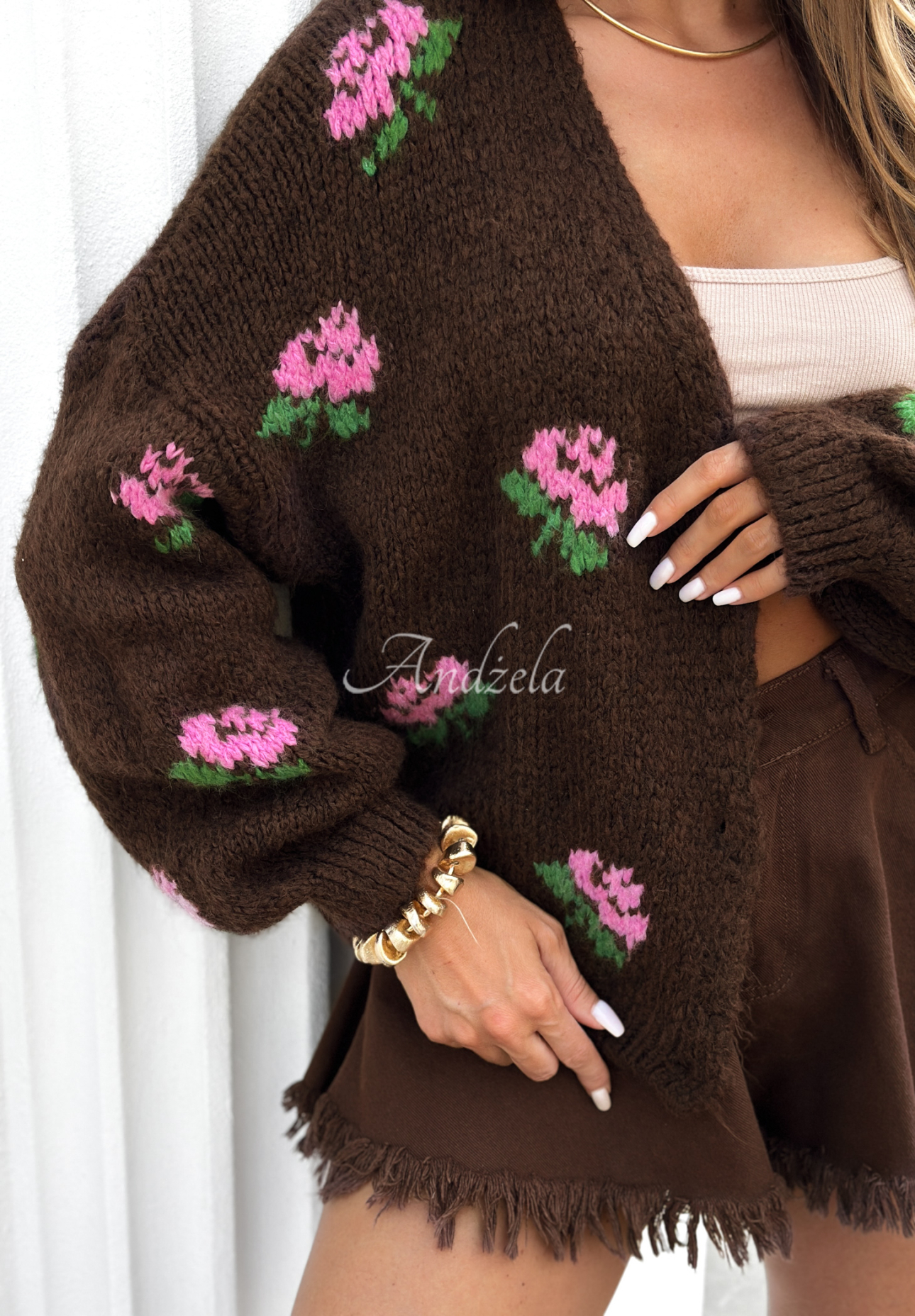 Cardigan scurt cu flori Bloomingdale