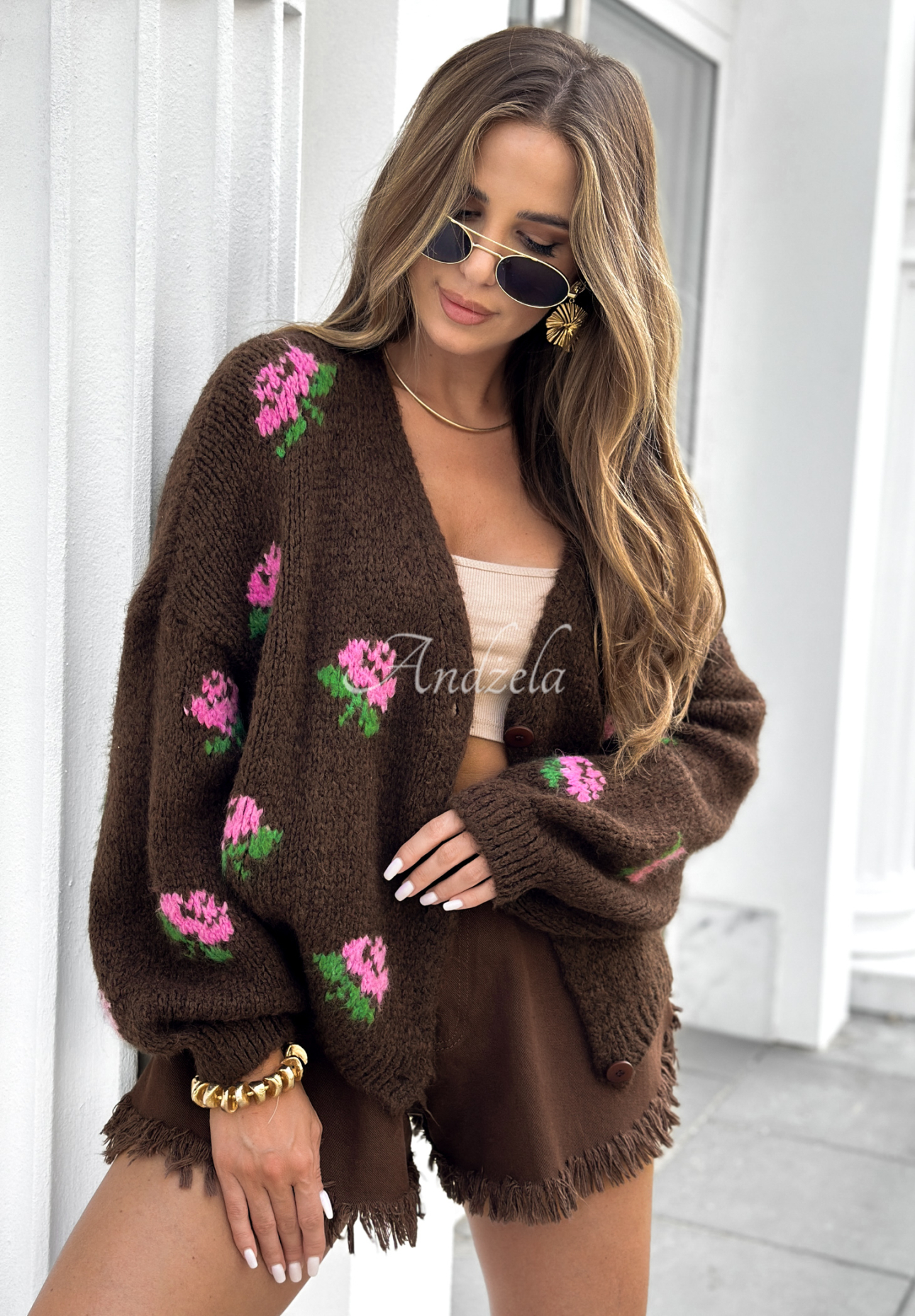 Cardigan scurt cu flori Bloomingdale