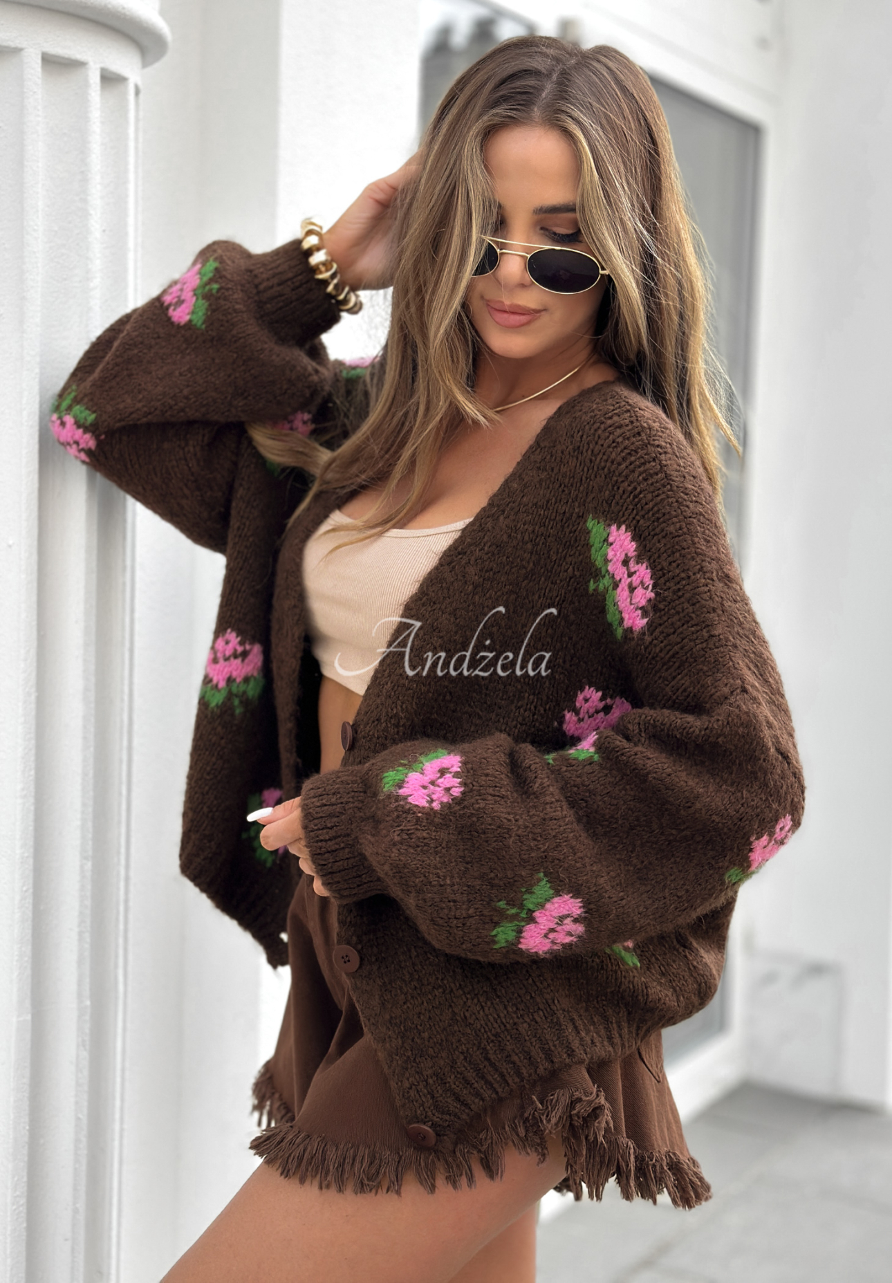 Cardigan scurt cu flori Bloomingdale