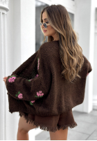 Krótki Cardigan w kwiaty Bloomingdale ciocolatiu