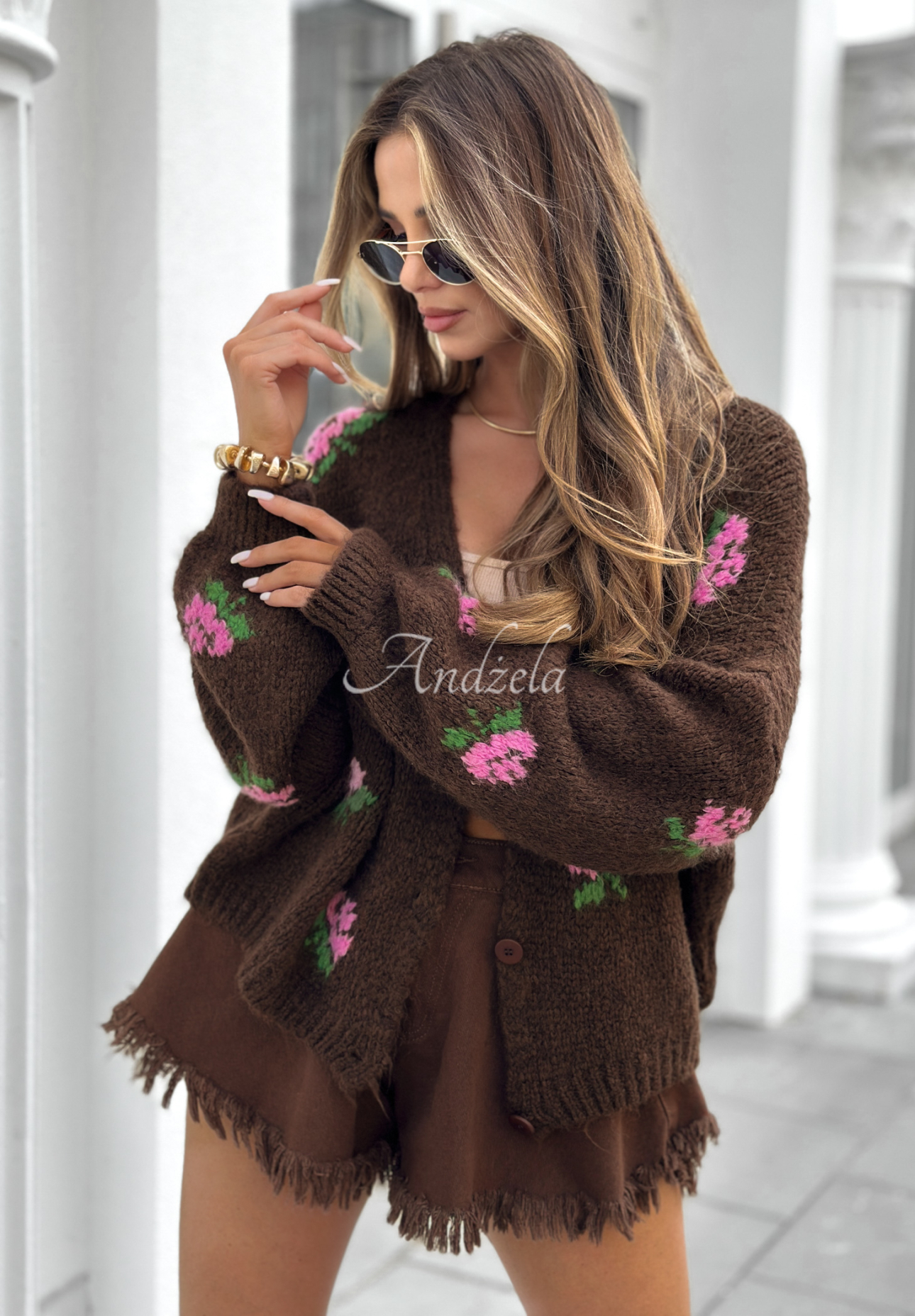 Cardigan scurt cu flori Bloomingdale