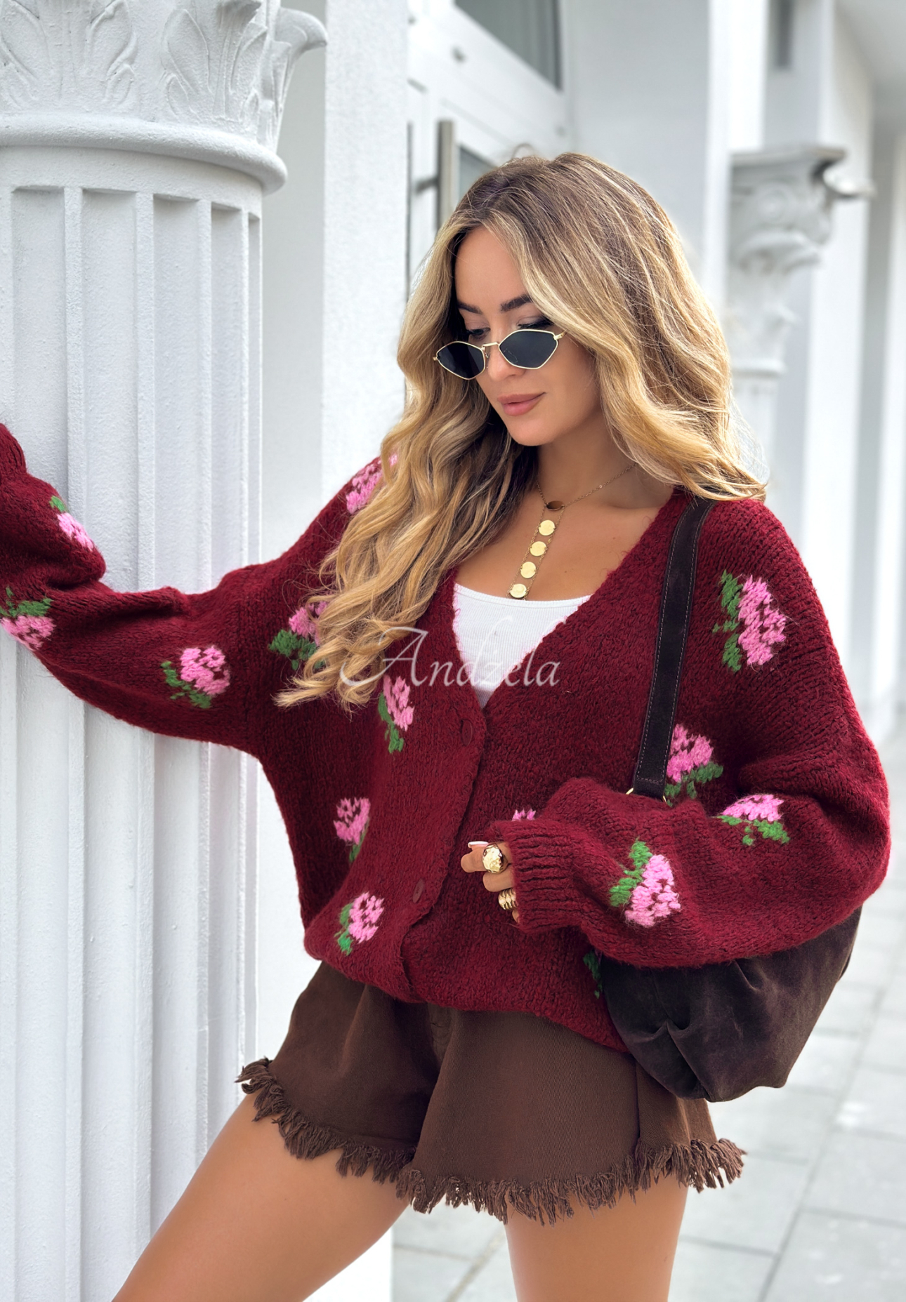 Cardigan scurt cu flori Bloomingdale