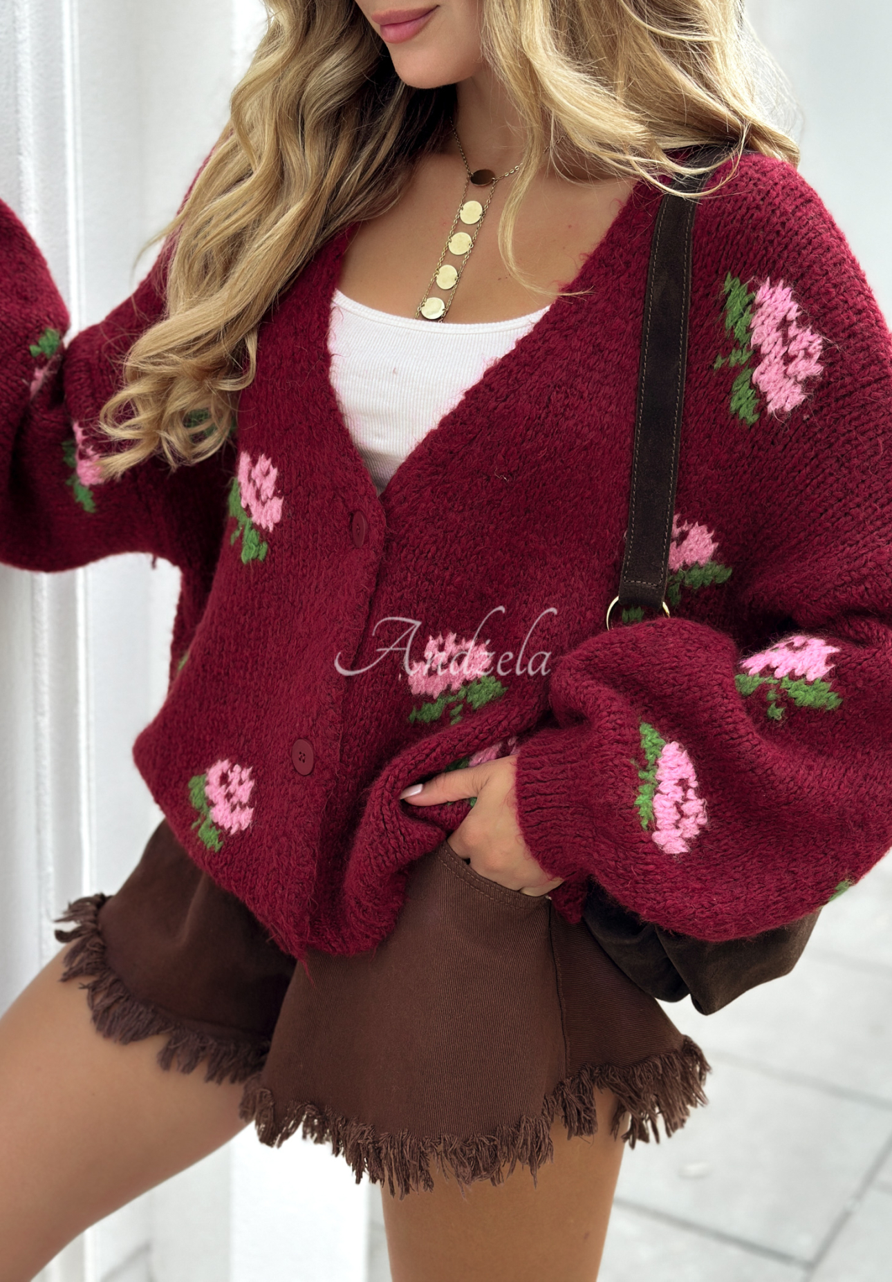 Cardigan scurt cu flori Bloomingdale