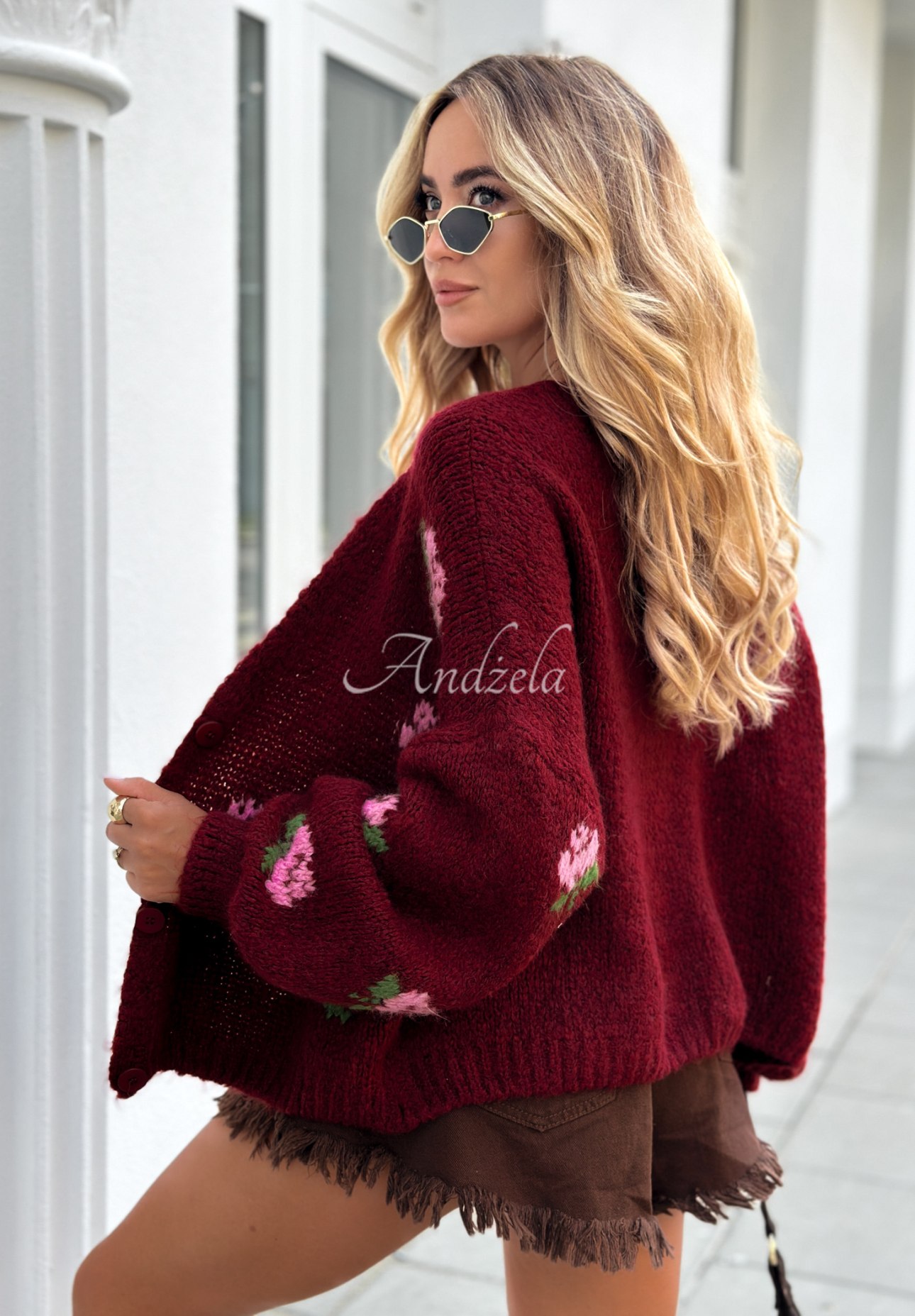 Cardigan scurt cu flori Bloomingdale