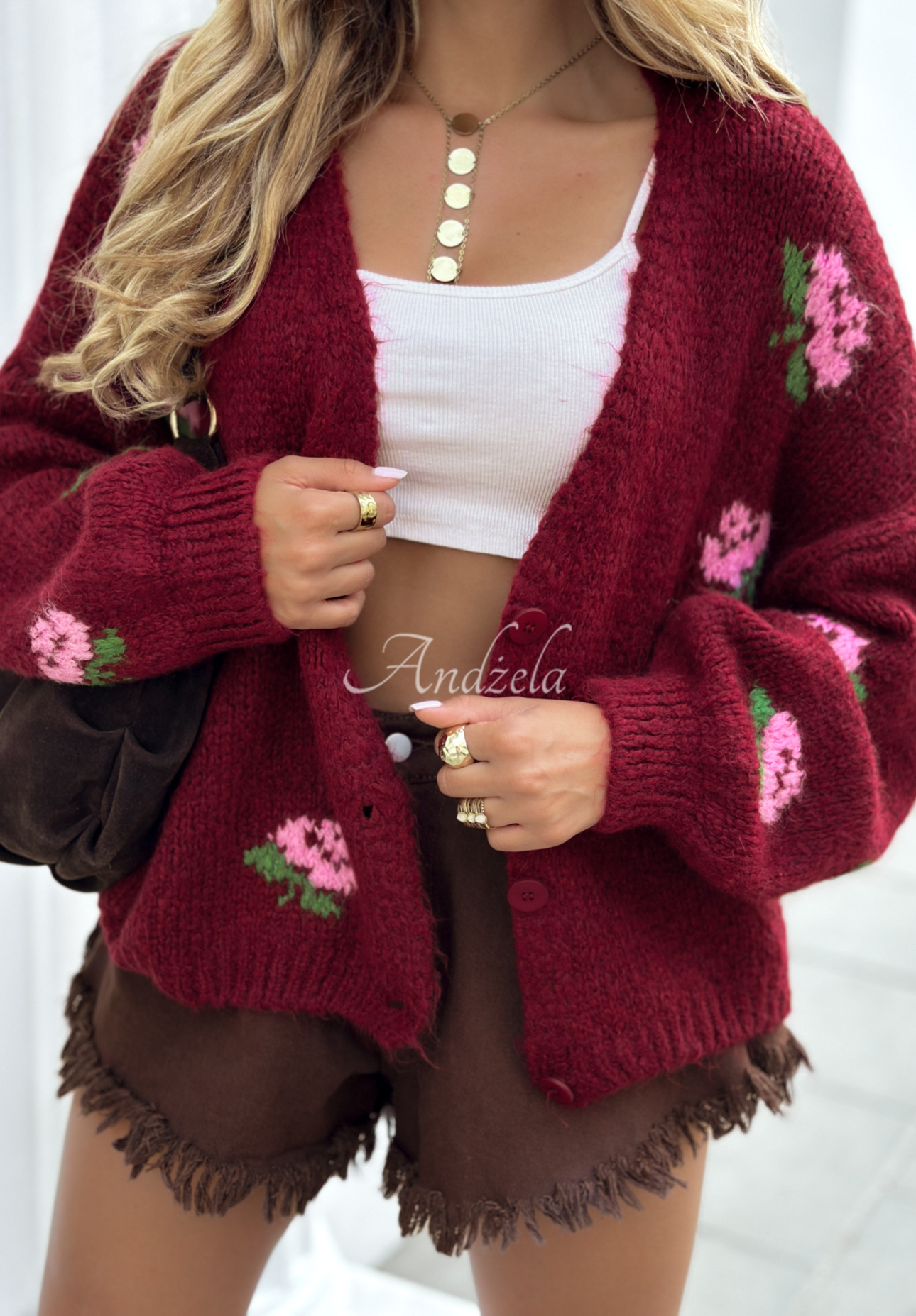 Cardigan scurt cu flori Bloomingdale