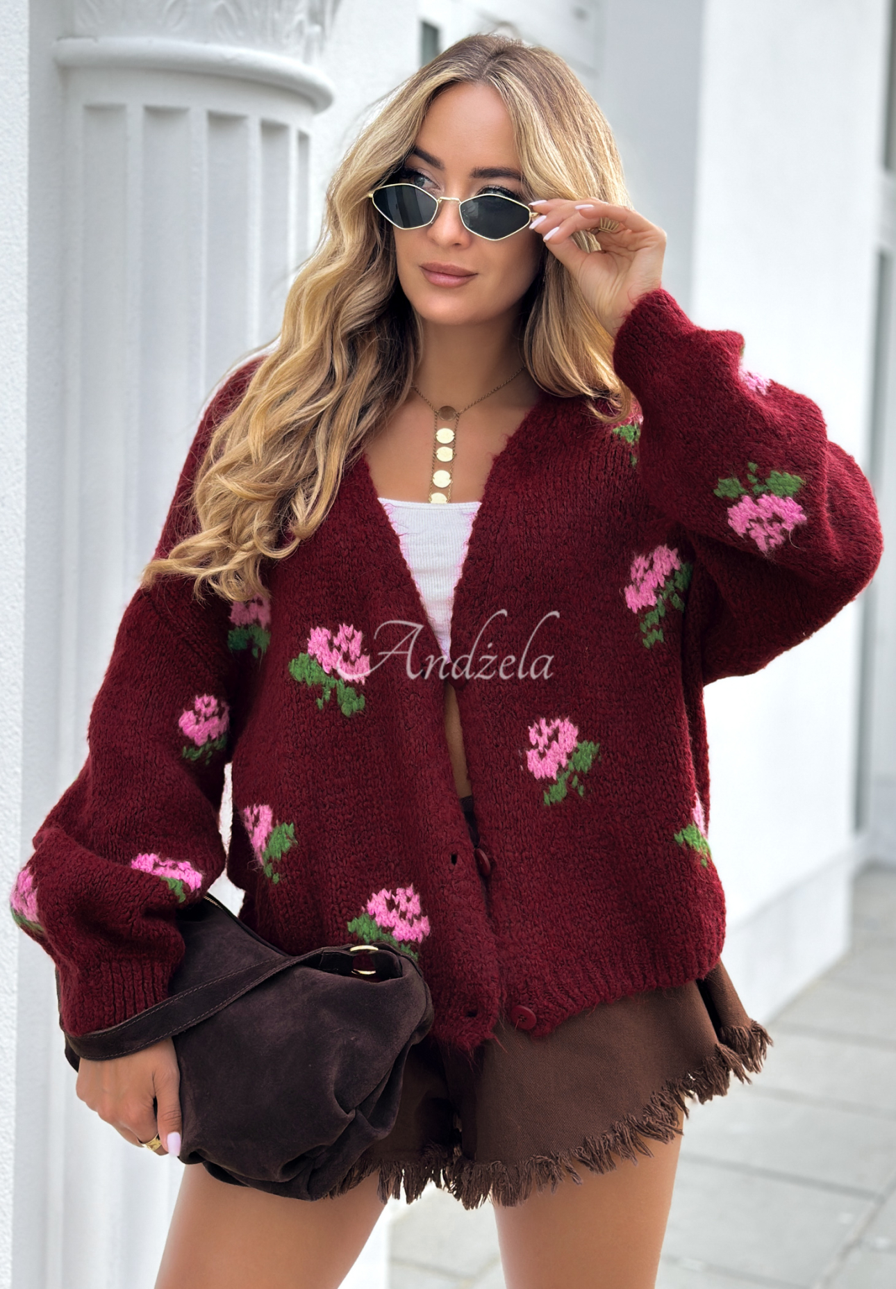 Cardigan scurt cu flori Bloomingdale