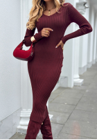 Długa prążkowana Rochie midi I'm Getting Better burgundowa