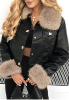 Skórzana Geacă z futerkiem Dare To Do negru