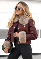 Skórzana Geacă z futerkiem Dare To Do burgundowa