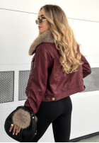 Skórzana Geacă z futerkiem Dare To Do burgundowa