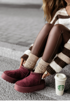 zamszowe Botine Crunchy Snow burgundowe