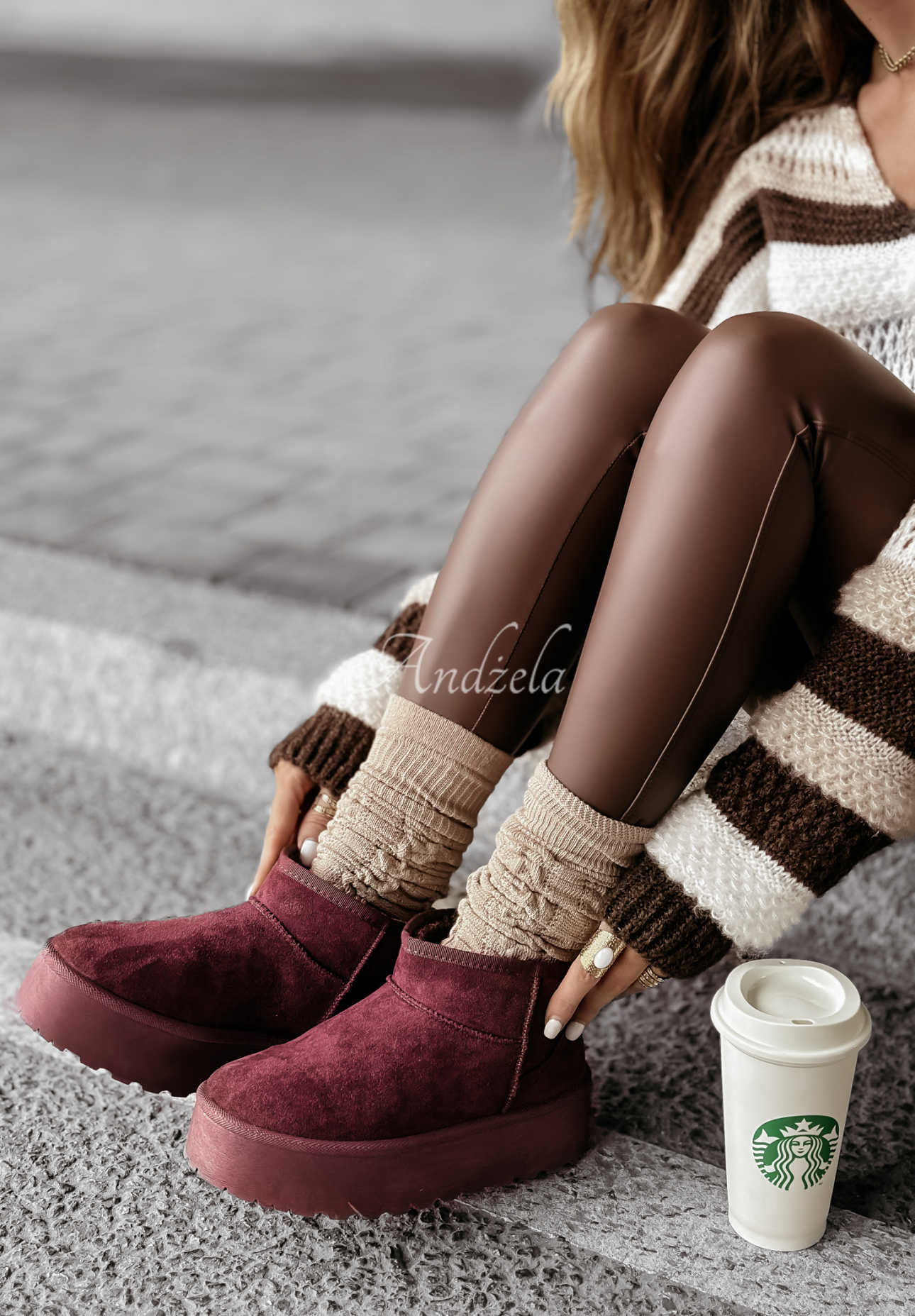 Botine din imitație de piele întoarsă Crunchy Snow