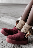 zamszowe Botine Crunchy Snow burgundowe