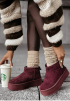 zamszowe Botine Crunchy Snow burgundowe