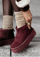 zamszowe Botine Crunchy Snow burgundowe