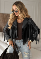 Skórzana Geacă biker z frędzlami Big City Events negru
