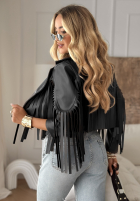 Skórzana Geacă biker z frędzlami Big City Events negru