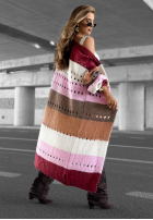 Długi Cardigan Just A Moment burgundowo-roz