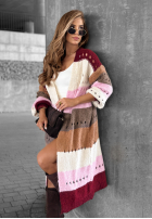 Długi Cardigan Just A Moment burgundowo-roz