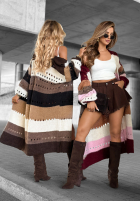 Długi Cardigan Just A Moment burgundowo-roz