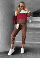 Compleu de trening Hanorac i Pantaloni Just A Look czekoladowo-burgundowy