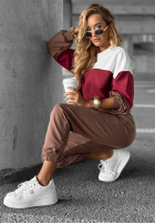 Compleu de trening Hanorac i Pantaloni Just A Look czekoladowo-burgundowy