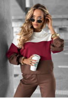 Compleu de trening Hanorac i Pantaloni Just A Look czekoladowo-burgundowy