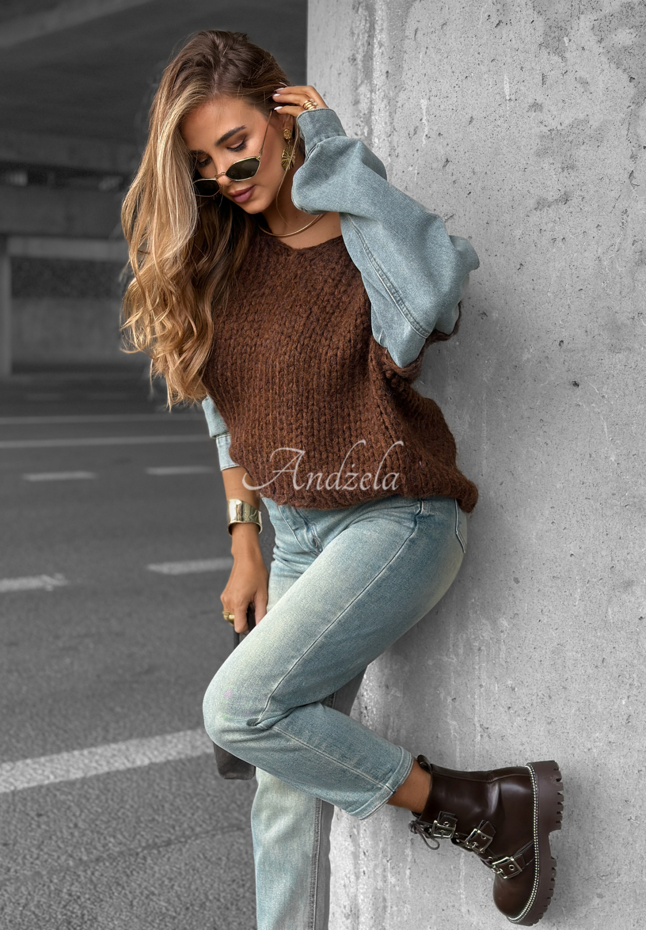 Pulover cu mâneci din denim Rainy Hollow