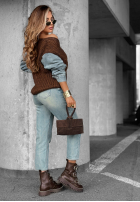 Pulover z jeansowymi rękawami Rainy Hollow ciocolatiu